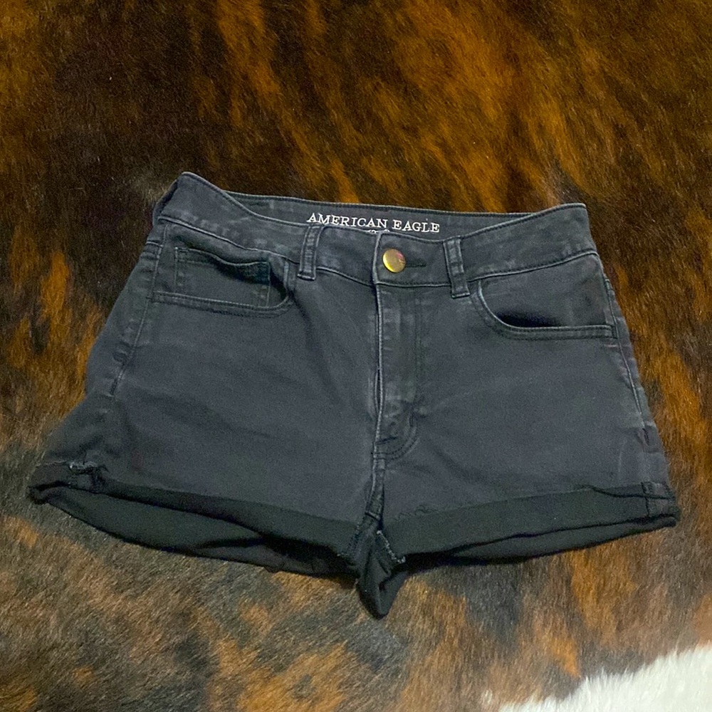American Eagle Super Super Stretch High Rise Black Shorts- Size 6